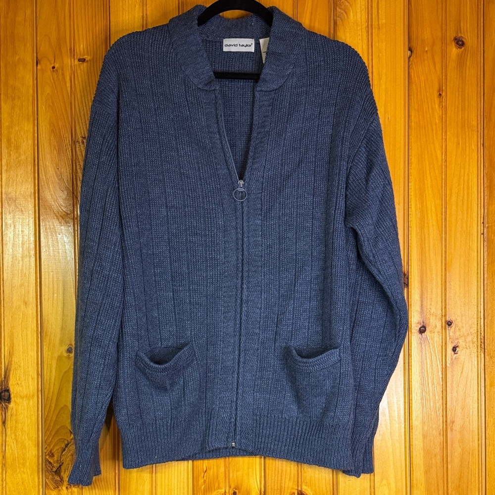 David Taylor Navy Zip-Up Sweater Mr Roger’s Style
